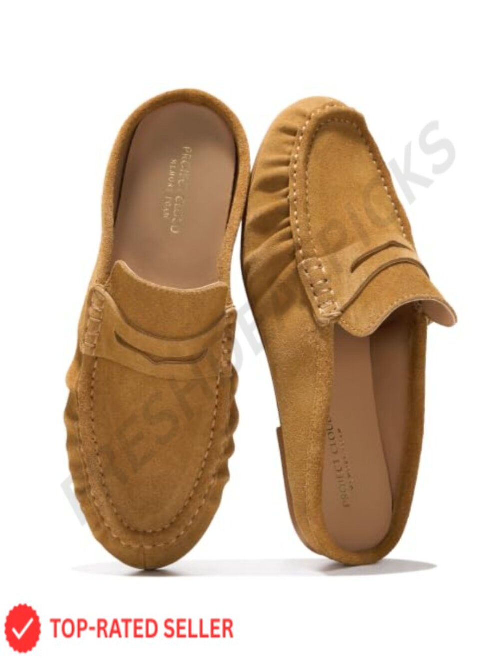 Genuine Suede Leather Penny Loafers Mules Memory Foam Womens Business Casual